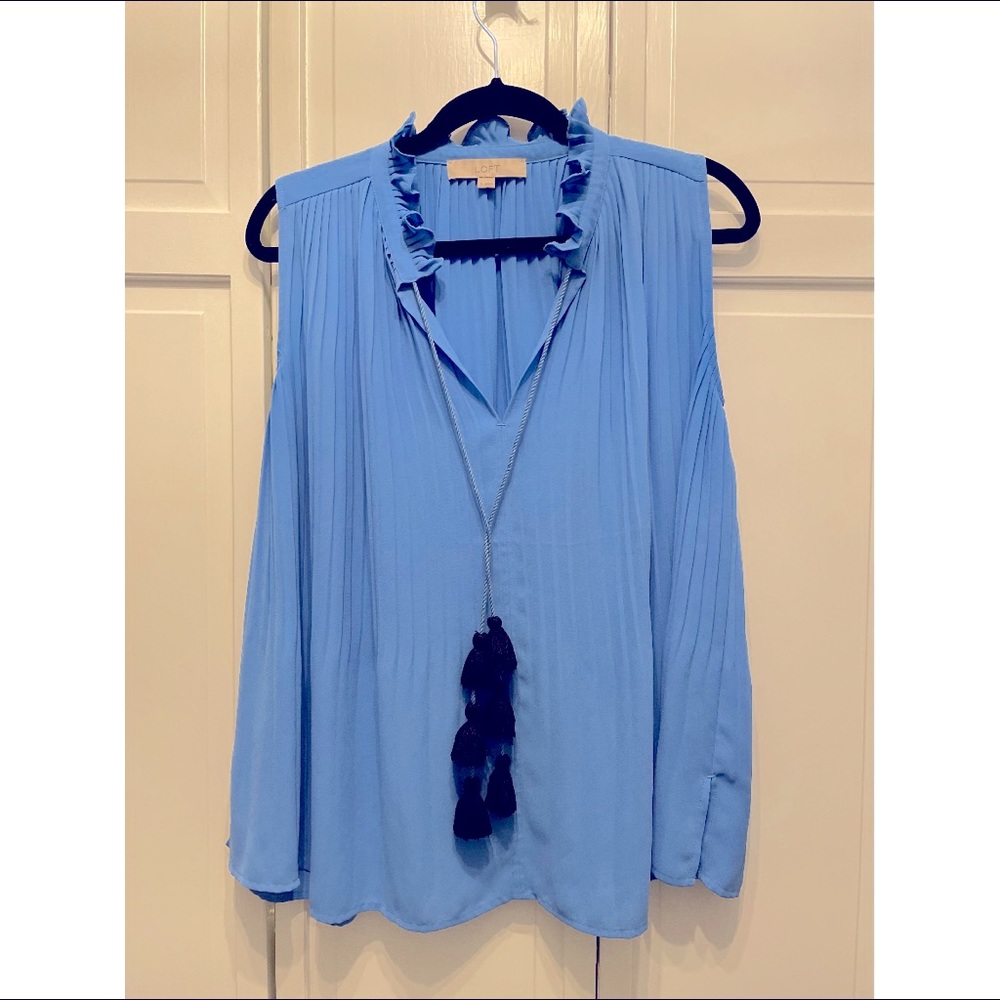 LOFT 12 Medium Pleated Sleeveless Tank Top Blouse